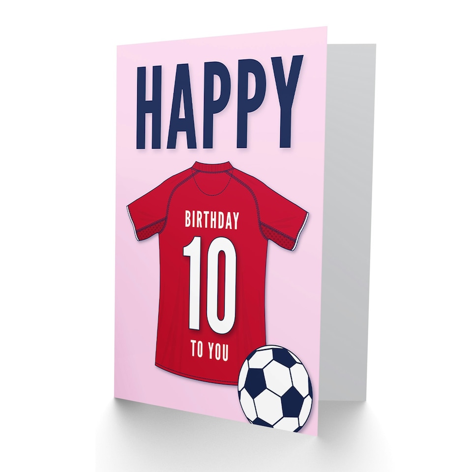 image 1 of Football Strip Kit Dark Red Jersey 10 Year old Kids 10th Birthday Card