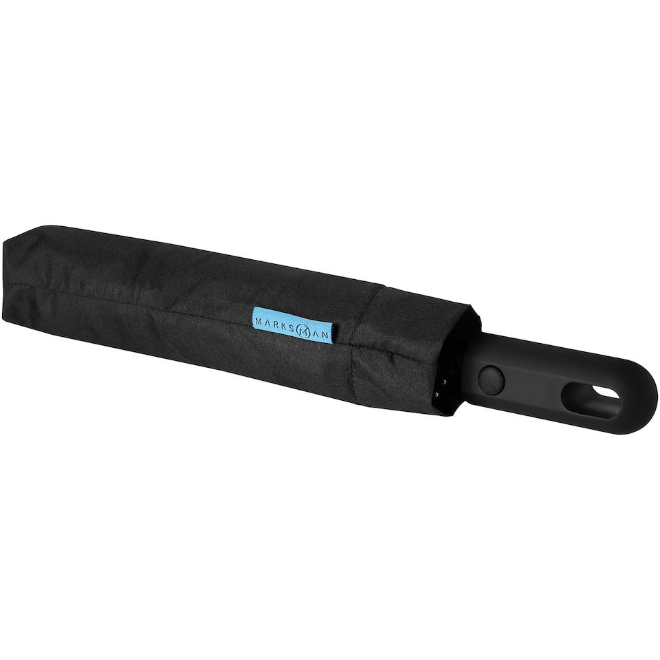 image 1 of Marksman 21.5 Inch Traveller 3-Section Auto Open & Close Umbrella - Solid Black - 30.8 x 98 cm