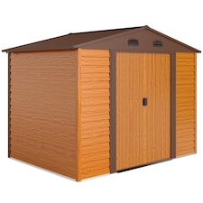 Outsunny 9 x 6ft Garden Shed Wood Effect Tool Storage Sliding Door Wood Grain