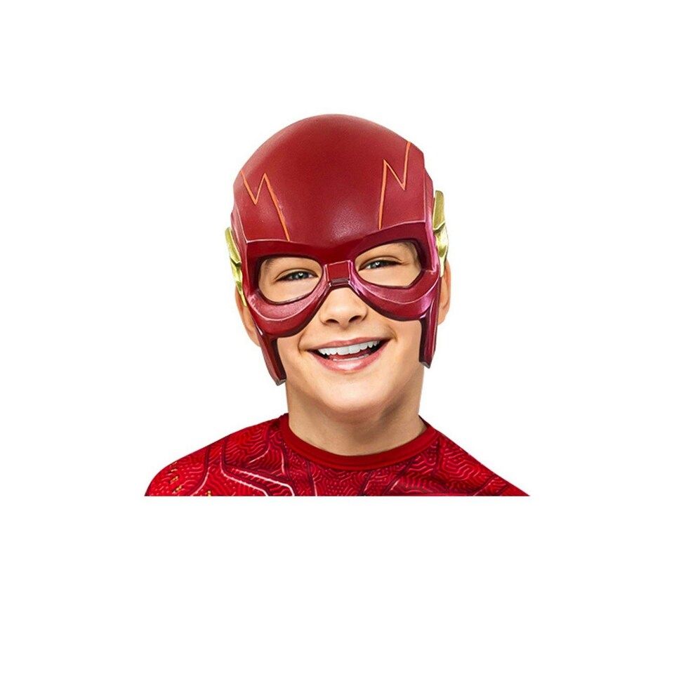 Flash Childrens/Kids 1/2 Mask - Red/Gold - One Size One Size