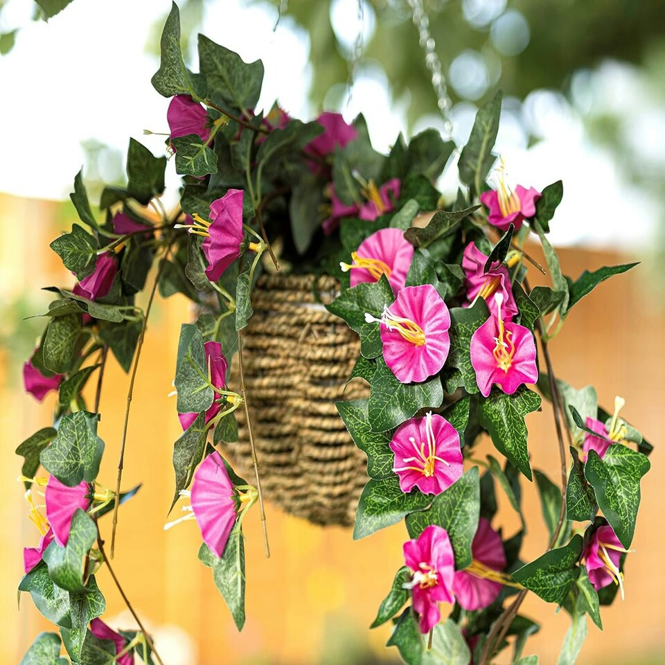 image 1 of Marco Paul Artificial Faux Floral Hanging Basket
