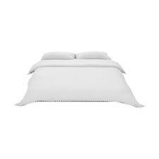 Living and Home 3Pcs Bedding Solid Duvet Cover with 2 Pillowcase Set,White | White | King