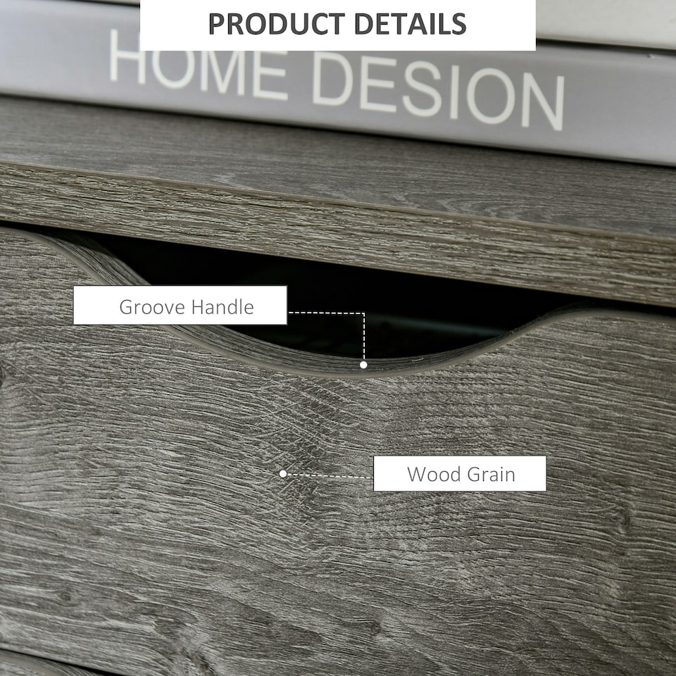 image 1 of HOMCOM End Table Bedside Desk Slim Storage Cabinet with Shelf Brown Grey