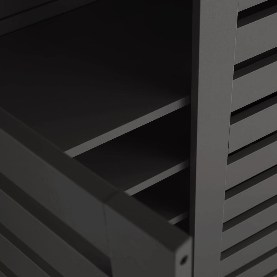 image 1 of Oslo 3 Door Wooden Shoe Storage Cabinet Rack Stand Cupboard Slatted Doors | Black