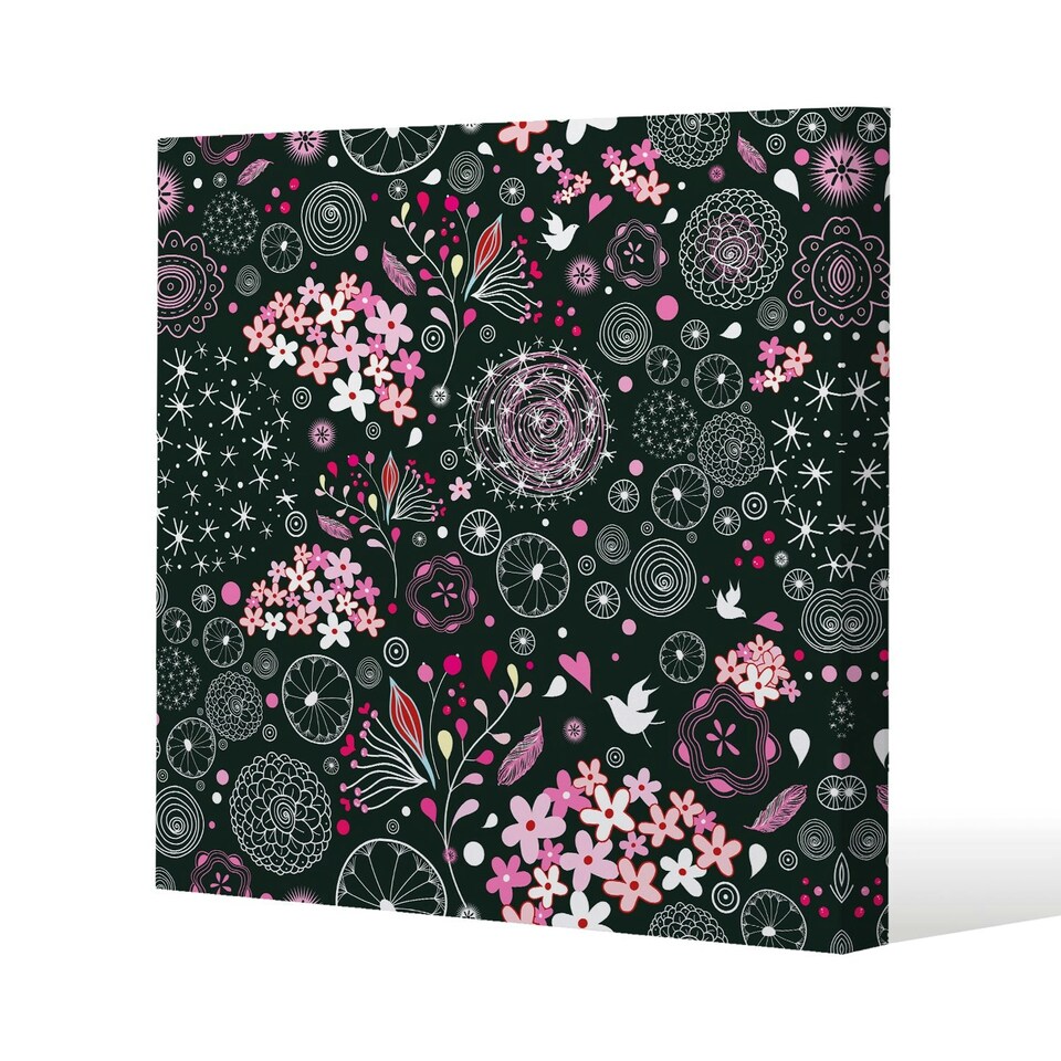 image 1 of Different Flowers, Shapes & Birds (Canvas Print) 127 x 127 x 4cm