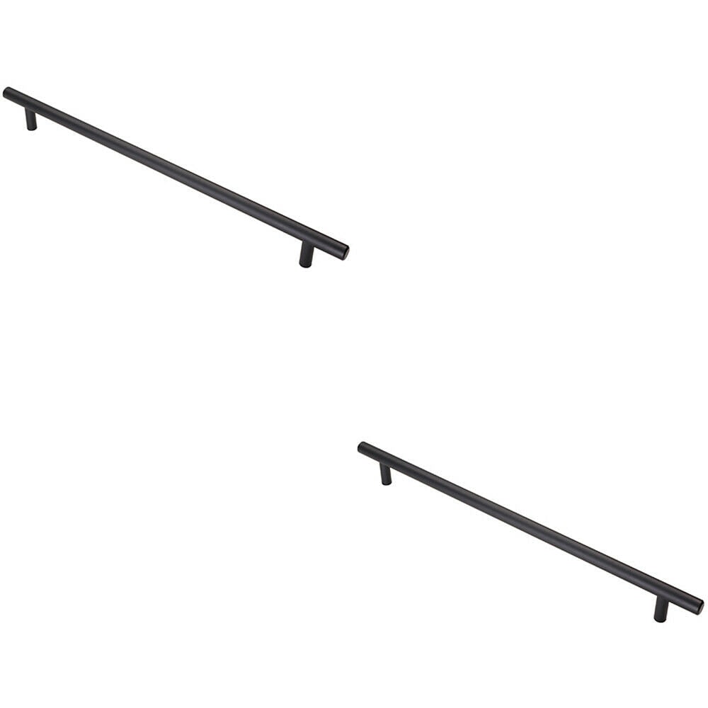 Loops 2x T Bar Cupboard Pull Handle 348 x 12mm 288mm Fixing Centres Matt Black