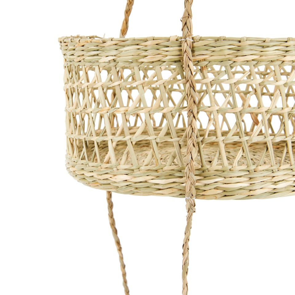 image 1 of Natural Elements 2-Tier Natural Seagrass Hanging Planter