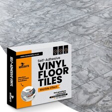 NOVECRAFTO Vinyl Floor Tiles Self Adhesive – 12x12in Peel and Stick Flooring for Kitchen, Bathroom & Living Room – Charcoal Marble Flow Design | Grey | 4.65 sqm