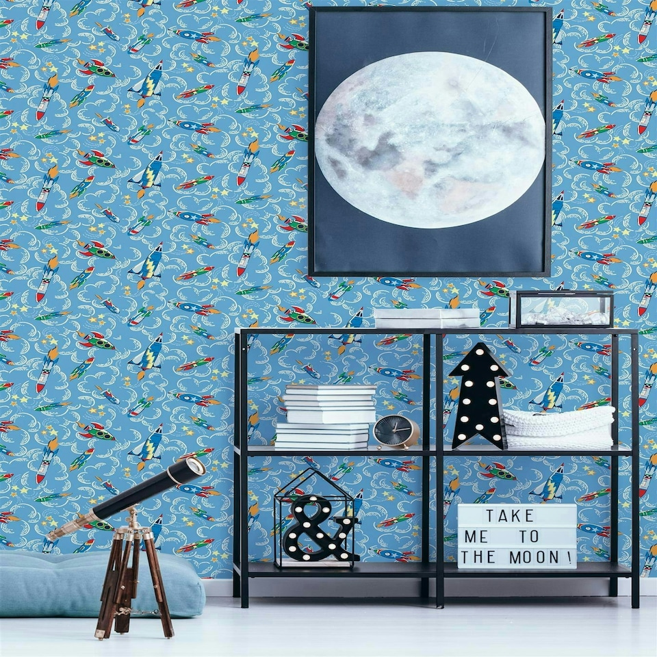 image 1 of Cath Kidston Rockets Blue Wallpaper
