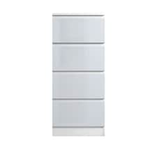FWStyle Carlton 4 Drawer Slim Tallboy Chest of Drawers White Gloss