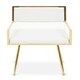 image 1 of Interiors by Premier Ivory Modern Leather Effect Dining Chair, Metal Accent Chair with Cutout Back, Gold Finish Chair for Dinner