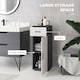 image 3 of kleankin Slim Bathroom Cabinet, Narrow Bathroom Storage Cabinet with Drawer, Door Cupboard, Adjustable Shelf and Soft Close Mechanism, Grey