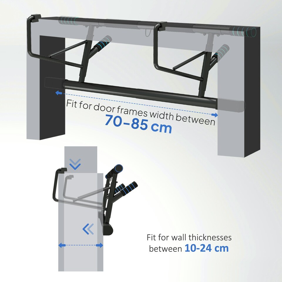 image 1 of SPORTNOW Pull Up Bar Doorway, Push Up Stand w/ Resistance Bands, Blue