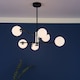 image 3 of Eaen 6 Light Semi Flush Black Ceiling Light with Opal Glass