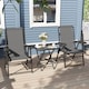 image 8 of Outsunny 3 Pieces Garden Bistro Set, Folding Table and Chairs Set, Metal Garden Furniture Set with Cup Holders for Outdoor, Patio, Balcony, Dark Grey | Grey