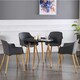 image 7 of Single Eden Modern Dining Chair, Faux Leather Padded Cushion & Solid Wooden Legs Grey