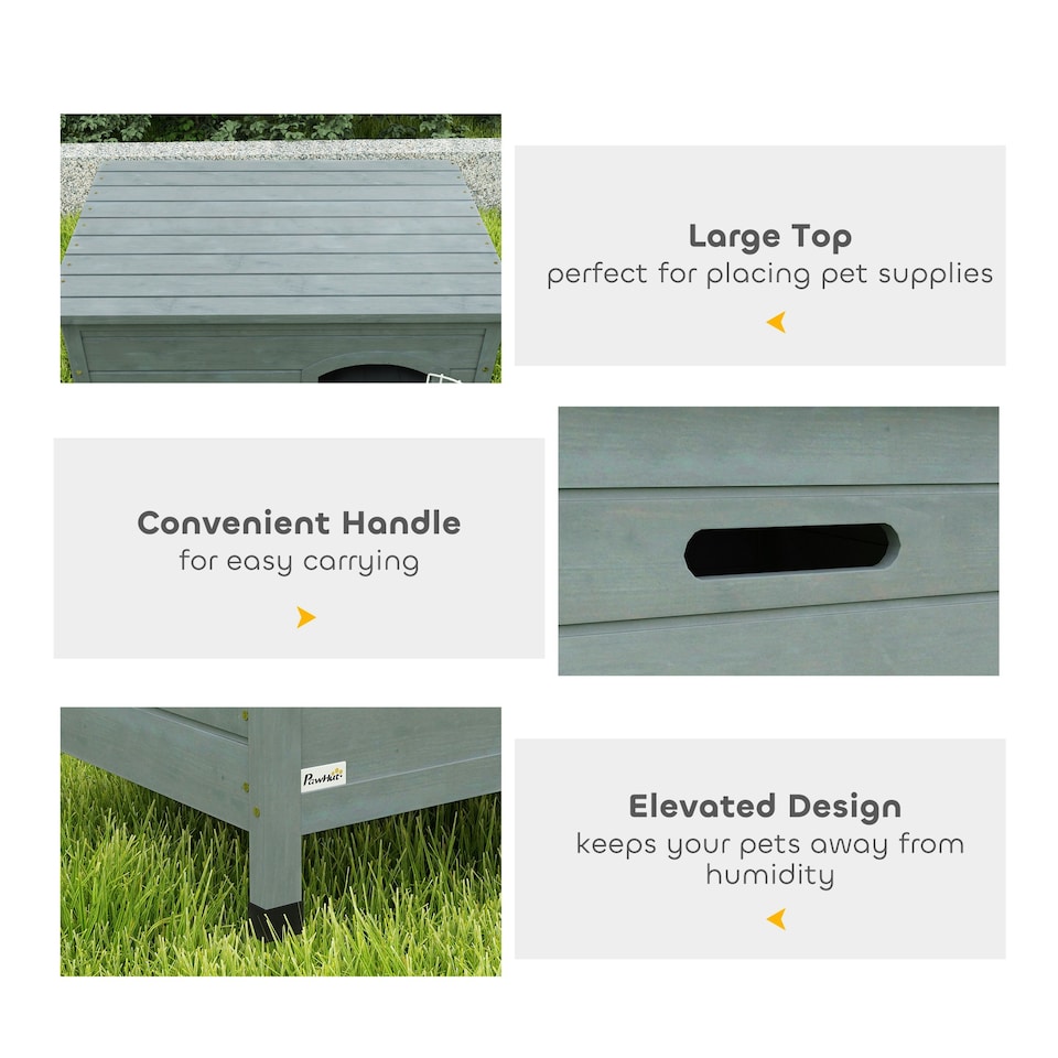 image 1 of PawHut Wooden Dog House, Dog Kennel w/ Removable Bottom, Dark Grey