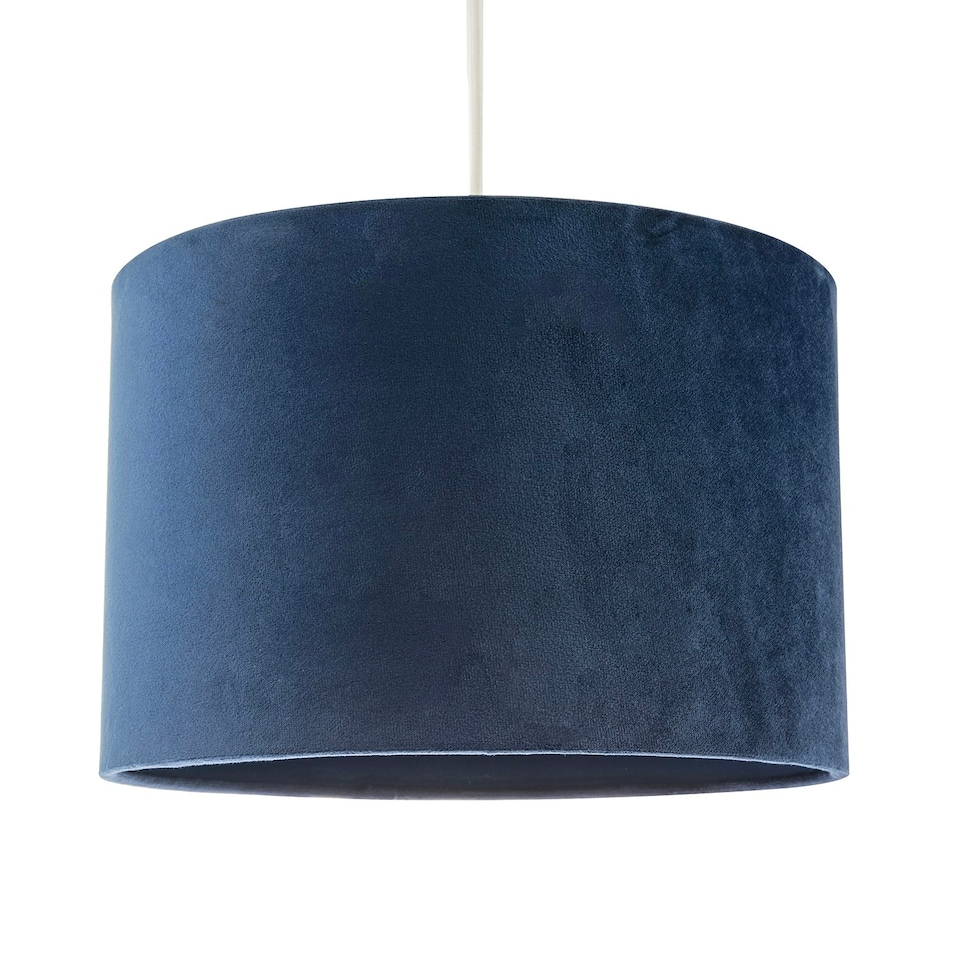 image 1 of Soft Velvet Midnight Blue Fabric Round Lamp Shade for Table or Pendant Blue
