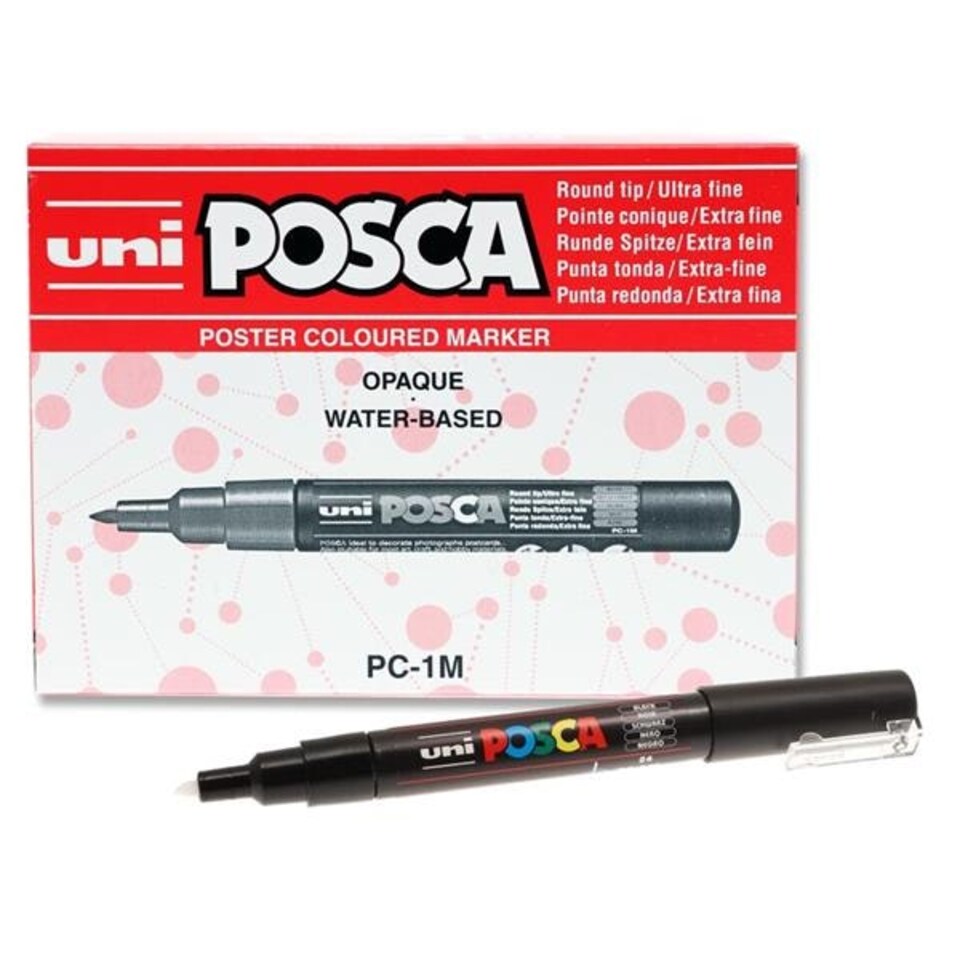 image 1 of Black Uni Posca PC-1M 0.7mm Bullet Tip Permanent Marker Pen