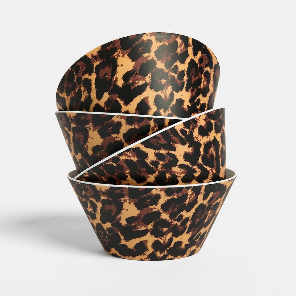 image 1 of OHS Summer Print Plastic Picnic Bowls Set of 4 Lightweight Outdoor