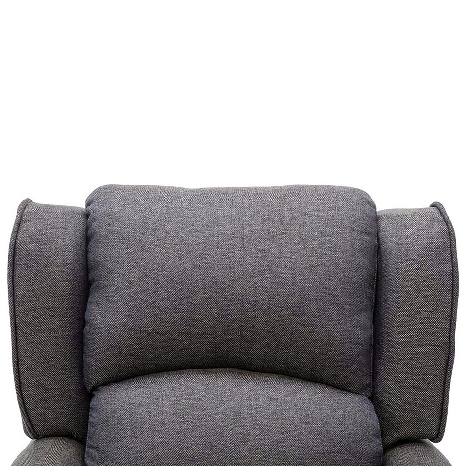 image 1 of Eaton Wing Back Fireside Herringbone Fabric Pushback Recliner Chair (Blue)