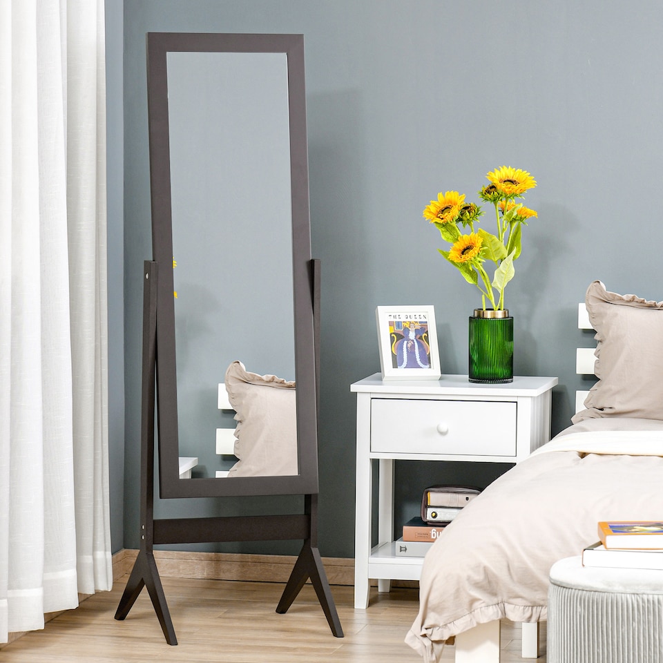 image 1 of HOMCOM Full Length Mirror, Freestanding Adjustable Angle Dressing Mirror for Bedroom, Living Room, 148  47 cm, Brown