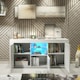image 6 of White TV Unit 145cm Gloss Doors Free LED Modern Media Cabinet White