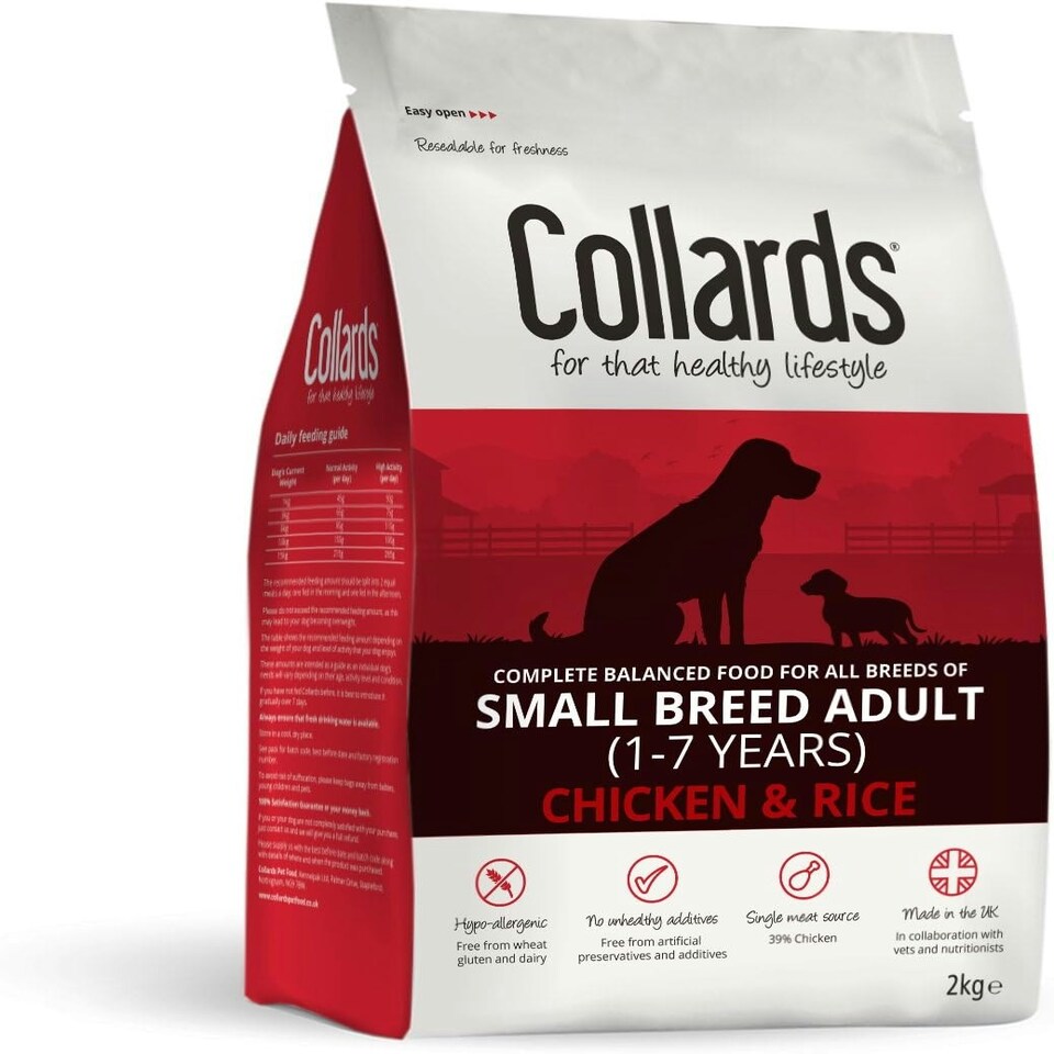 Collards Complete Dry Small Breed Dog Food Chicken and Rice, 2 kg