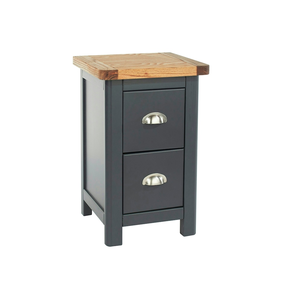 image 1 of Dunkeld 2 Drawer Midnight Blue Petite Bedside Cabinet Blue | Antique Oak effect wax