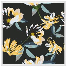 Yellow flowers on green (Picutre Frame) White | XS