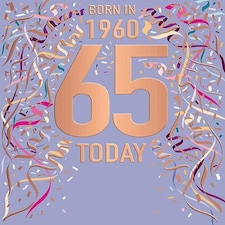 Words 'n' Wishes Female 65th Birthday Card, Birthday Card Age 65 with Born in 1960, Birthday Card for Women
