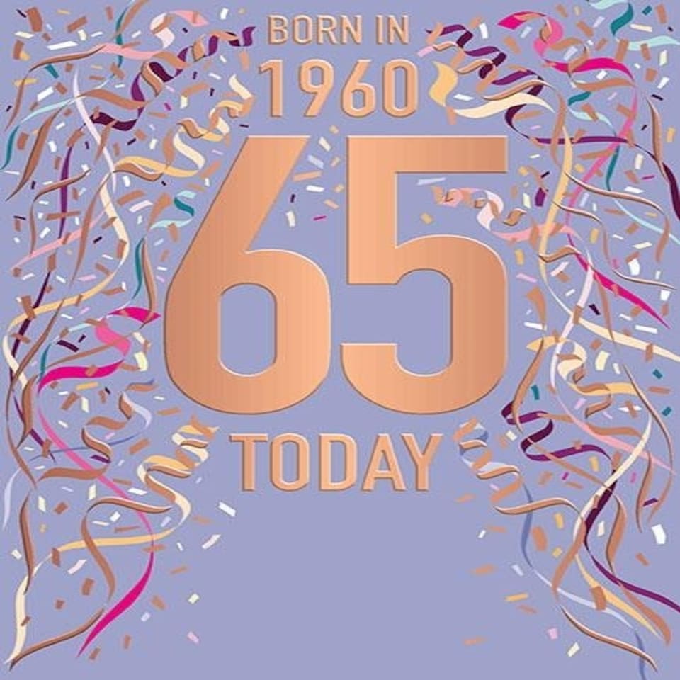 Words 'n' Wishes Female 65th Birthday Card, Birthday Card Age 65 with Born in 1960, Birthday Card for Women