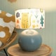 image 2 of ValueLights Bosco Eucalyptus Teal Globe Ceramic Table Lamp with Cartoon Doodle Lamp Shade and LED Bulb