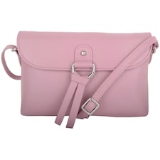 Premium Soft Genuine Leather Cross Body Shoulder Bag, Tassel Detail Pink | Blush