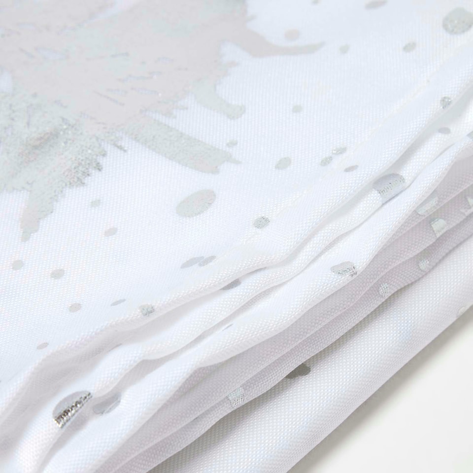 image 1 of Homescapes Silver Forest Christmas Table Cloth - 132 x 228 cm | Silver | 132 x 228 cm