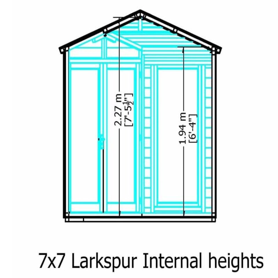 image 1 of Larkspur 7 x 7 Feet Double Door with Two Fixed Windows Summerhouse Brown