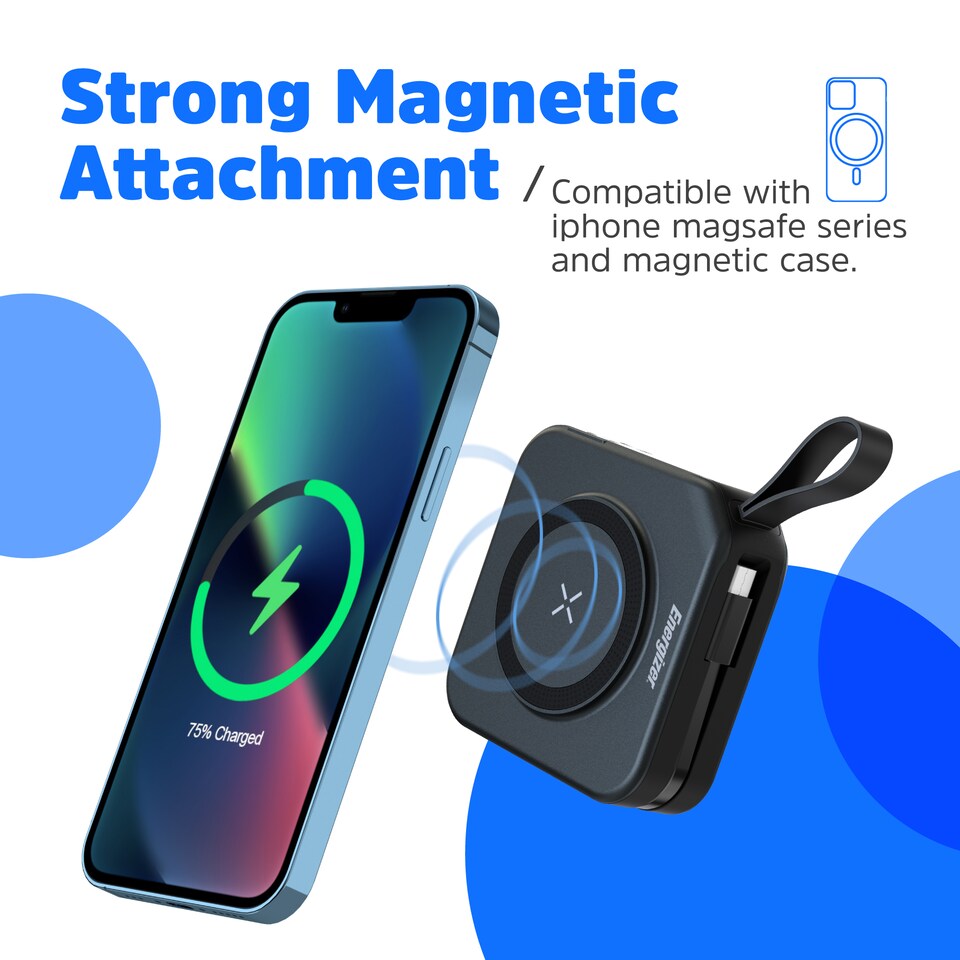 image 1 of Energizer 10mAh Magnetic QI Wireless Power Bank + AC Black
