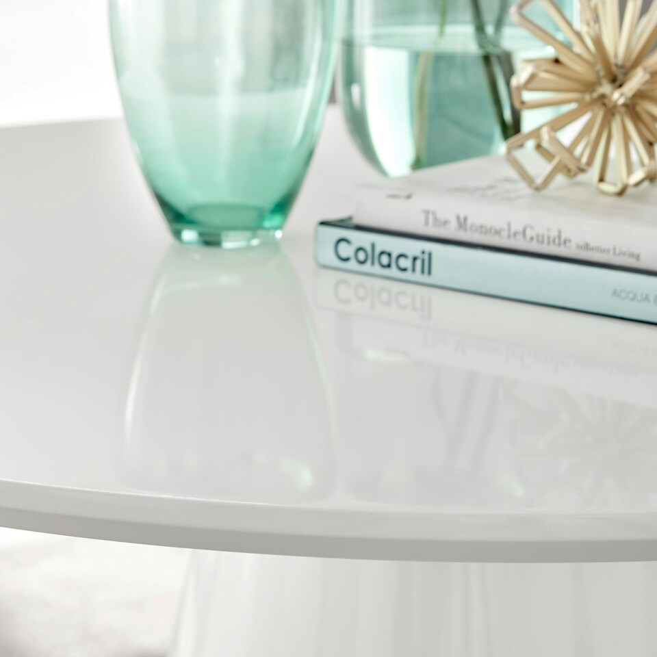 image 1 of Furniturebox Palma White High Gloss Round Dining Table