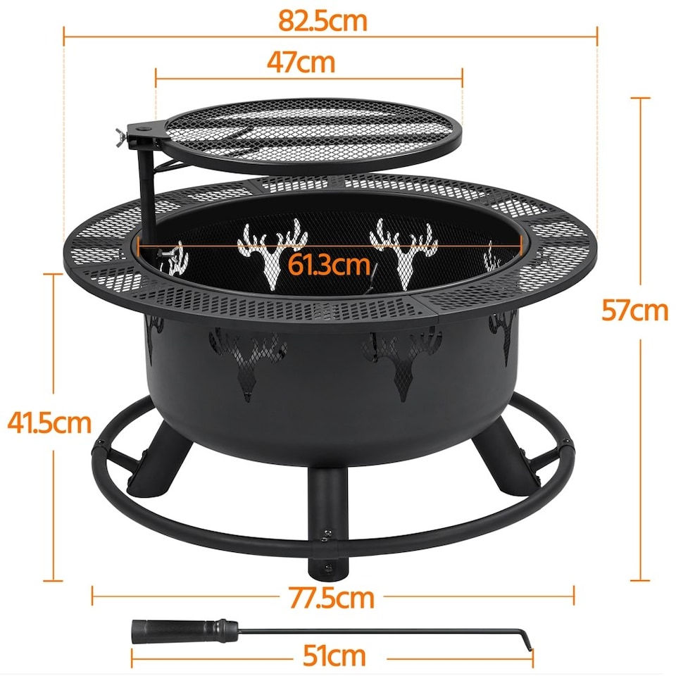 image 1 of Yaheetech Round Wood Burning Fire Pit for Outdoor Black