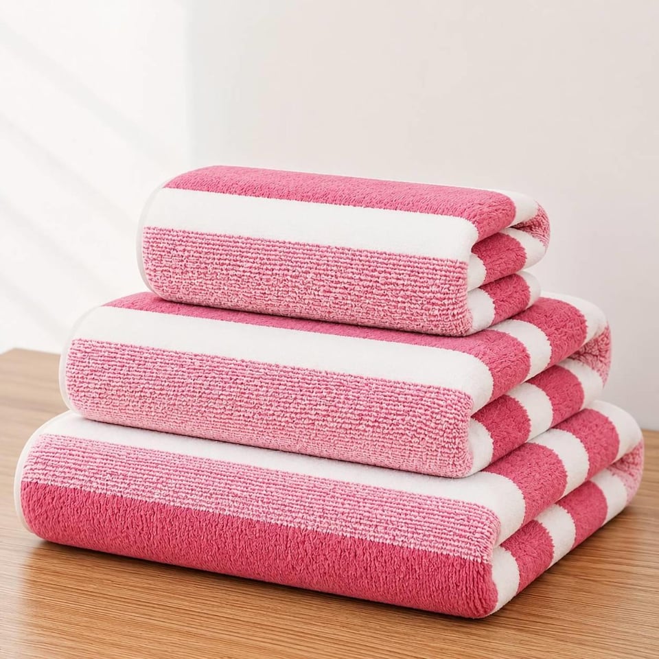 image 1 of Dyzi Ultra Absorbent Striped Towel Set Pack of 3 Quick Dry Hand & Bath Towels