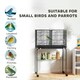 image 9 of PawHut Bird Cage with Divider, 4 Wooden Perches, Slide Out Tray, Black