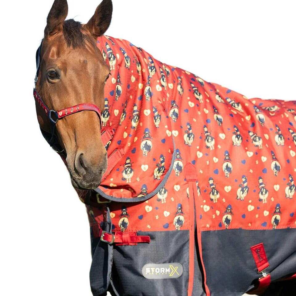 image 1 of Thelwell StormX Original 200 Balancing Act Combo Neck 200g Horse Combo Turnout Rug - Red/Navy - 5´ 3"