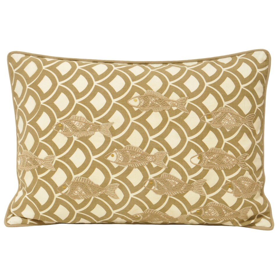 Paoletti Fish Cushion, Dark Wood, 35 x 50cm