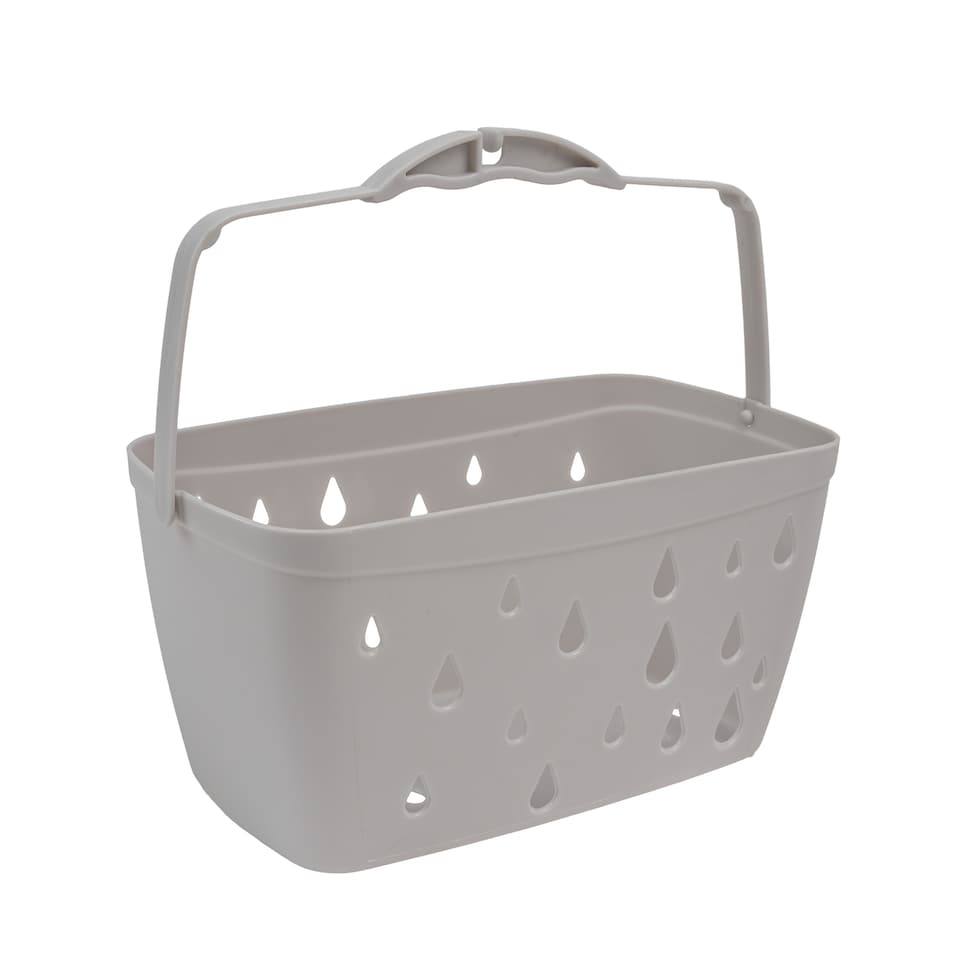 image 1 of JVL Grey Peg Basket with 48 Plastic Clip Clothes Pegs, Assorted Colours