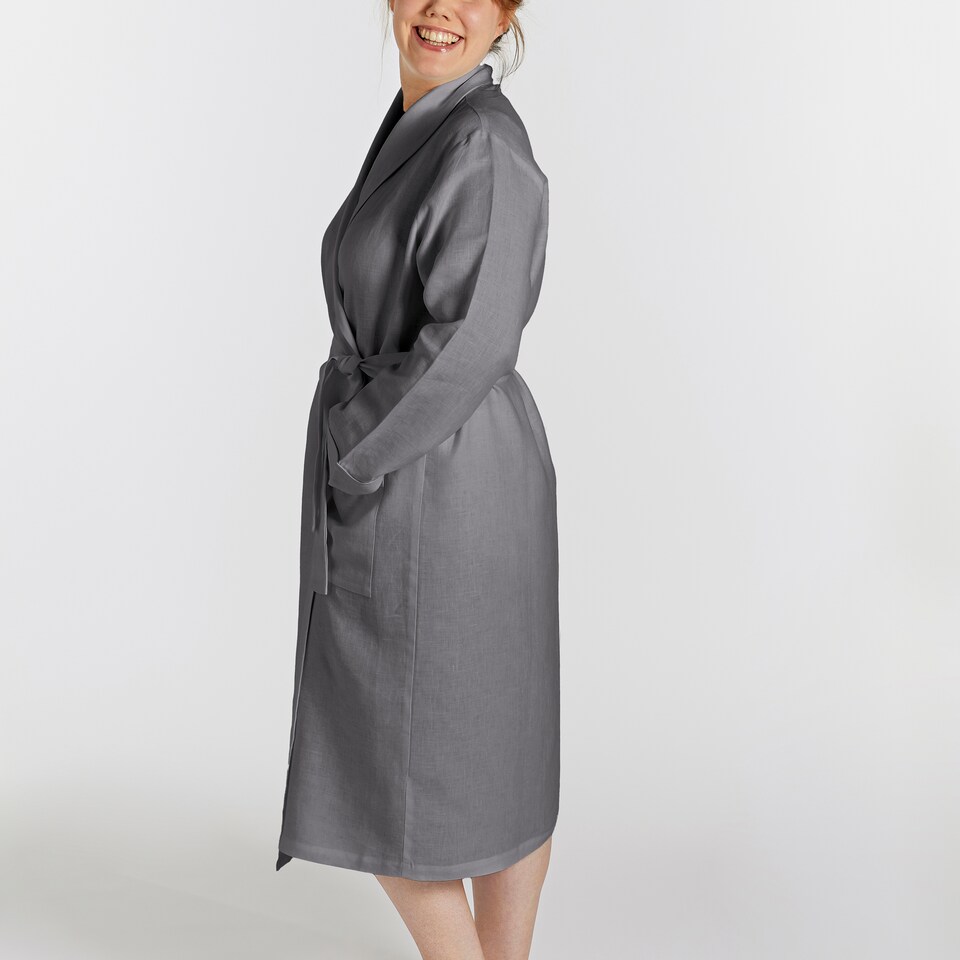image 1 of Martex Linen Bathrobe Large Charcoal