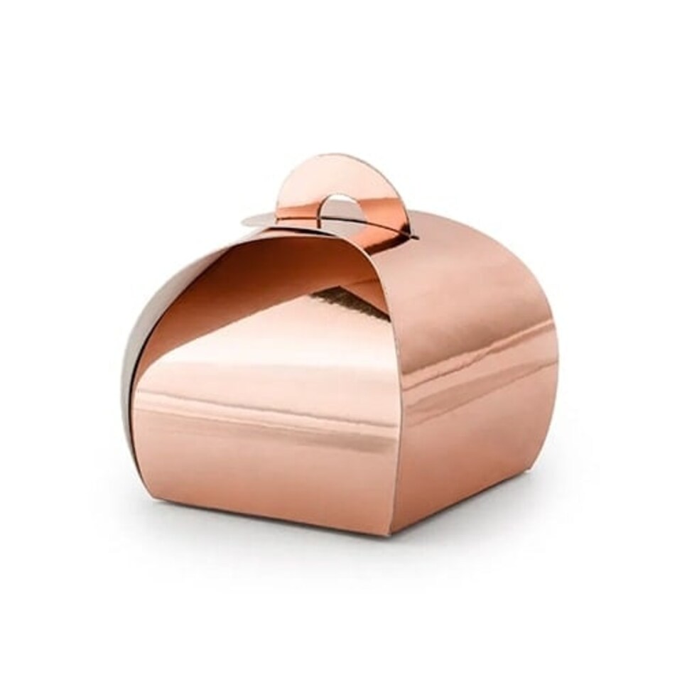 image 1 of Rose Gold Paper Gift Favour Box 6cm - Pack of 10