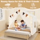 image 5 of COSTWAY Kids Play Tent 3-4 Kids Large Play Tent House w/Screen Curtains-Beige