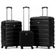 image 1 of Flight Knight Suitcase Sets 3 Piece, Large Suitcase, Extra Large Suitcase, easyJet Cabin Bag 45x36x20cm Underseat Carry On, 100+ Airlines Approved - BA, Ryanair Black | Black | Large