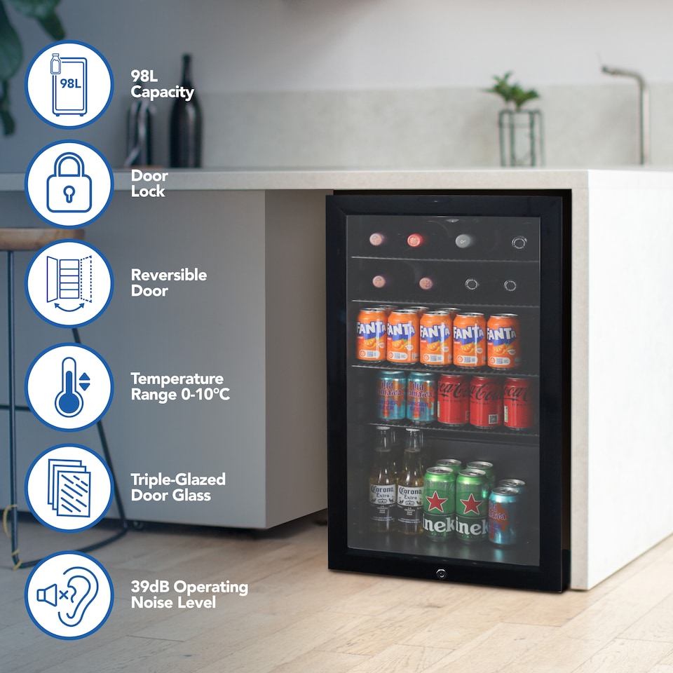 image 1 of Igenix 98L Under Counter Drinks Fridge Black