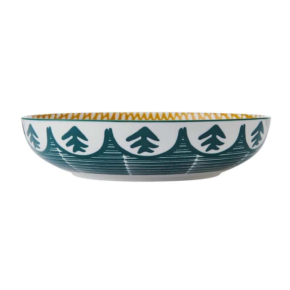 image 1 of Mikasa Set of 4 Green Leaf 2 Toned Stoneware Pasta Bowls